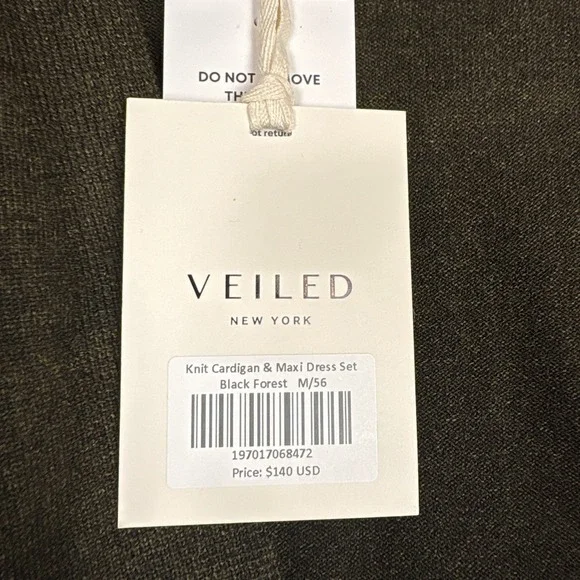 Veiled Cropped Knit Cardigan Shrug Black Forest Green Medium NWT Luxury - Picture 4 of 5